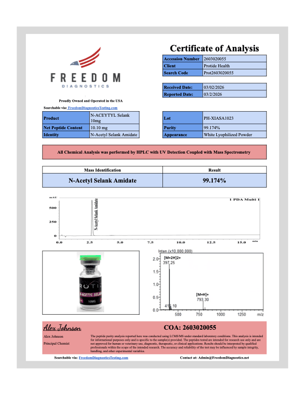 Selank (N-Acetyl Amidate) 10mg 2 Selank Amidate COA 1