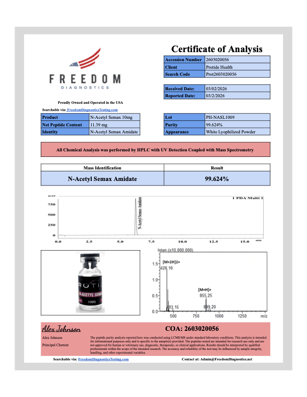 Semax (N-Acetyl Amidate) 10mg 2 Semax Amidate COA 1